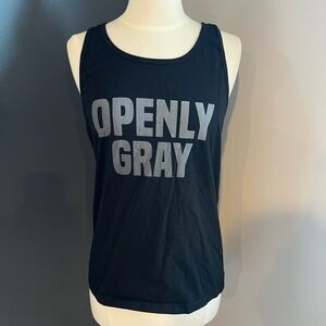 Openly Gray Graphic Tank Top Black Sleeveless Casual Tee Size M (Approx)